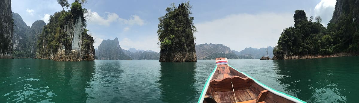 Panorama of the Ratchaprapha Dam reservoir